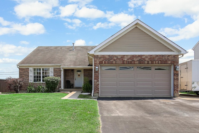 21023 Siegel Dr, Crest Hill, IL 60403 - view of front of property with brick siding, driveway, a front yard, and a shingled roof