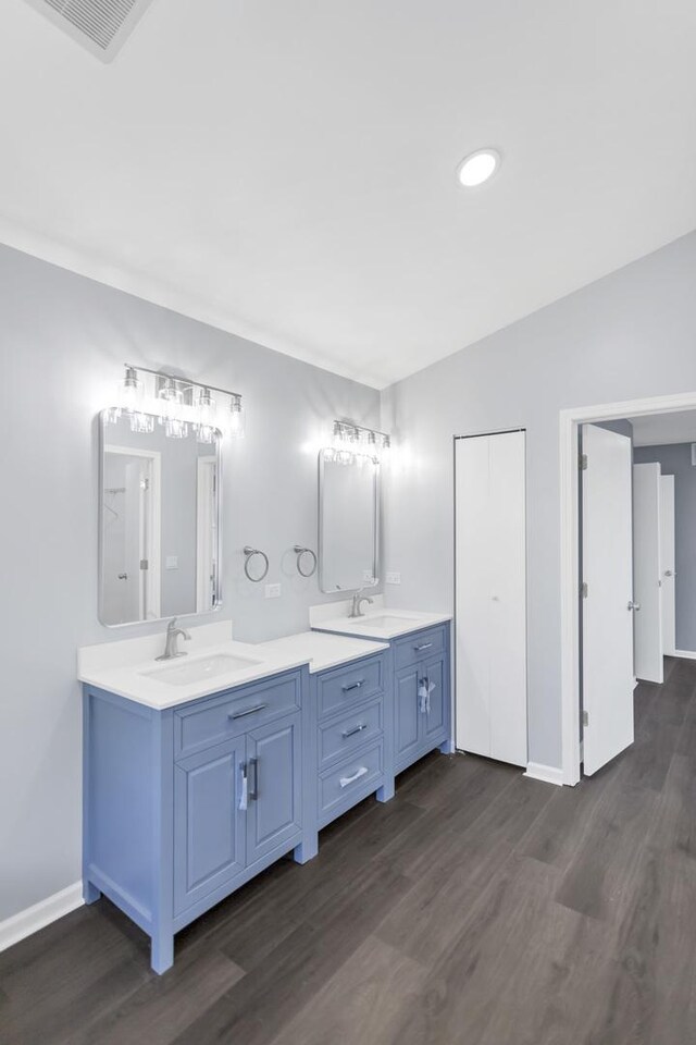 8 Cheswick Ct, Schaumburg, IL 60194 - bathroom featuring wood finished floors and double vanity