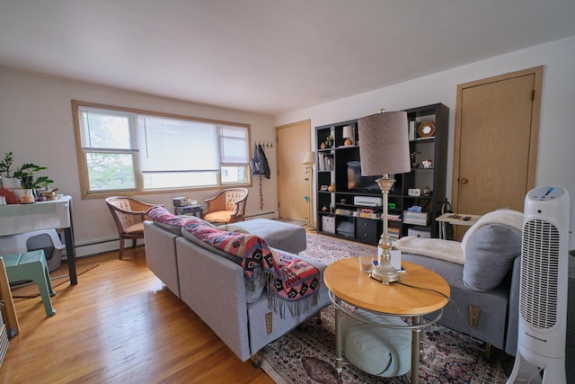 6101 N Elston Ave Unit 3E, Chicago, IL 60646 - living room featuring light wood-type flooring and a baseboard radiator