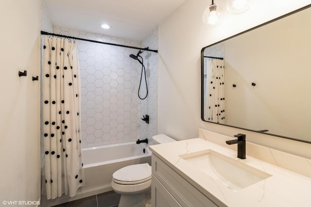 1 N Beverly Ln, Arlington Heights, IL 60004 - bathroom with vanity, shower / bath combo with shower curtain, and tile patterned floors