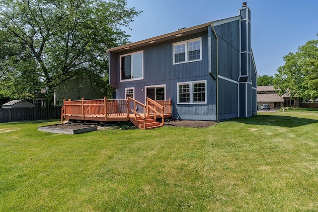 5087 Wilderness Trl, Rockford, IL 61114 - rear view of house featuring a deck and a chimney