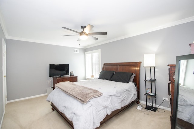 107 65th Lake Dr Unit 202, Westmont, IL 60559 - bedroom featuring light colored carpet, crown molding, and ceiling fan