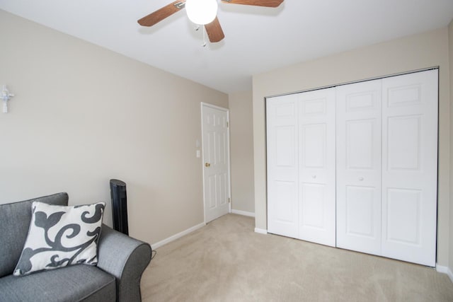 107 65th Lake Dr Unit 202, Westmont, IL 60559 - sitting room featuring light colored carpet and ceiling fan