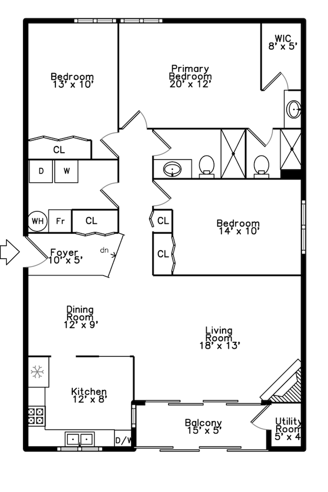 107 65th Lake Dr Unit 202, Westmont, IL 60559 - view of floor plan / room layout