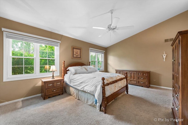 6 Ennis Ct, Cary, IL 60013 - bedroom with light carpet, vaulted ceiling, and ceiling fan
