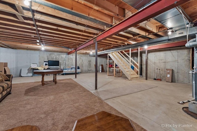 6 Ennis Ct, Cary, IL 60013 - unfinished basement featuring stairs