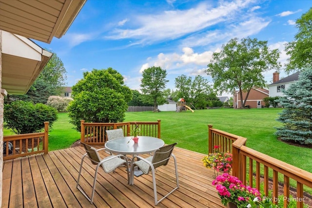 6 Ennis Ct, Cary, IL 60013 - deck with a playground and outdoor dining area