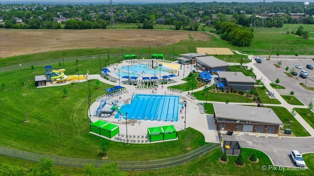 6 Ennis Ct, Cary, IL 60013 - bird's eye view of a pool and a tree filled landscape