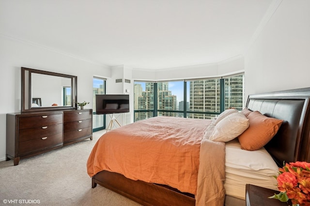 100 E Huron St Unit 3501, Chicago, IL 60611 - bedroom featuring light carpet and ornamental molding