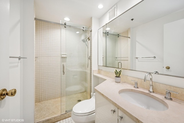 100 E Huron St Unit 3501, Chicago, IL 60611 - full bathroom with a stall shower, vanity, and recessed lighting