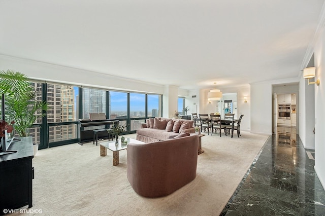 100 E Huron St Unit 3501, Chicago, IL 60611 - carpeted living area with ornamental molding