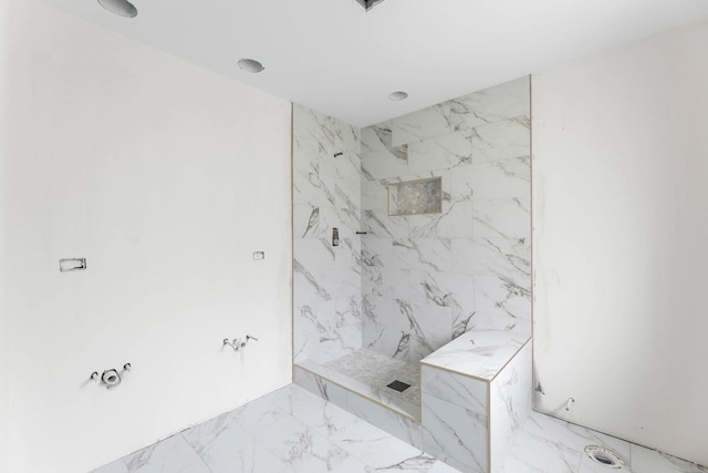 5125 171st Ct St, Oak Forest, IL 60452 - full bath featuring marble look tiles and a marble finish shower