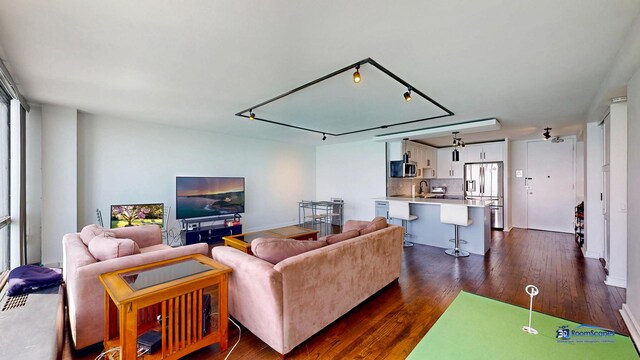 910 N Lake Shore Dr Unit 2317, Chicago, IL 60611 - living area featuring dark wood finished floors and track lighting