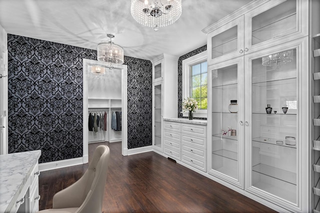 1325 Westley Ln, West Dundee, IL 60118 - spacious closet with a chandelier and dark wood-style flooring