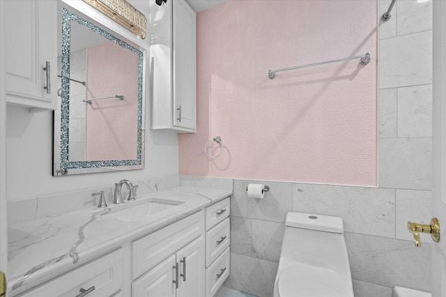 1325 Westley Ln, West Dundee, IL 60118 - full bathroom with vanity, a shower, and tile walls