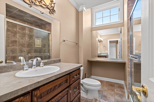 1325 Westley Ln, West Dundee, IL 60118 - full bathroom featuring ornamental molding, vanity, and a tile shower