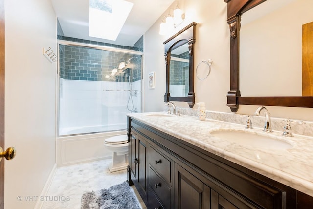 1532 Sequoia Rd, Naperville, IL 60540 - full bath with a skylight, double vanity, and bath / shower combo with glass door