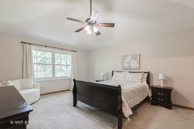 1532 Sequoia Rd, Naperville, IL 60540 - bedroom with light colored carpet, lofted ceiling, and a ceiling fan