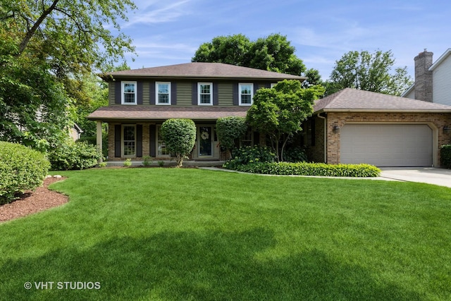 1532 Sequoia Rd, Naperville, IL 60540 - view of front of home with an attached garage, driveway, a front yard, and a porch