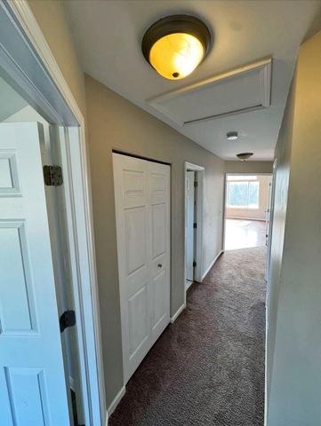 1214 Vista Dr, Gurnee, IL 60031 - hall with dark colored carpet and baseboards