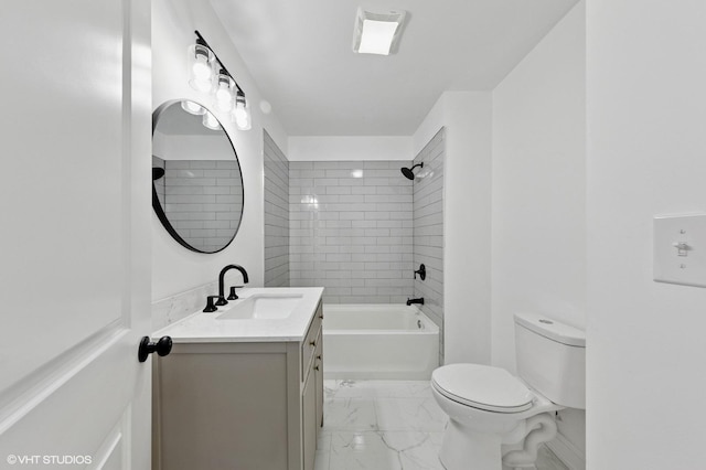 6630 S Drexel Ave, Chicago, IL 60637 - bathroom featuring vanity, marble finish floors, and shower / bathtub combination