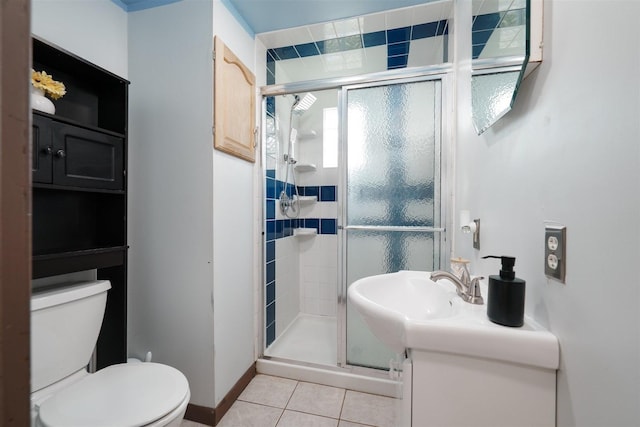 1006 S Adelaide St, Normal, IL 61761 - bathroom with tile patterned floors, vanity, and a stall shower