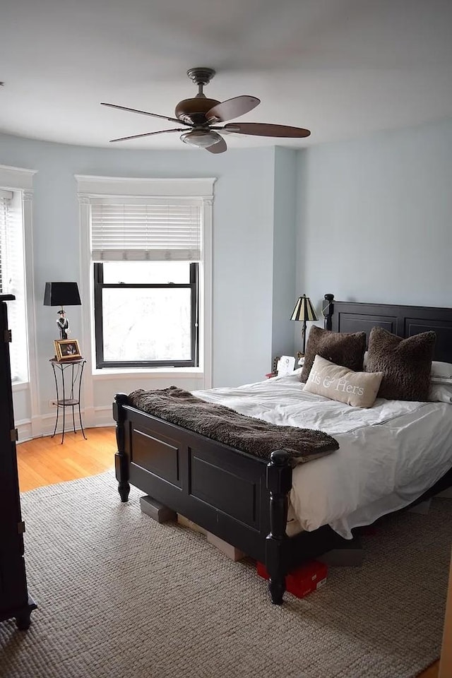 4623 N Beacon St Unit 3N, Chicago, IL 60640 - bedroom with a ceiling fan and light wood-style floors
