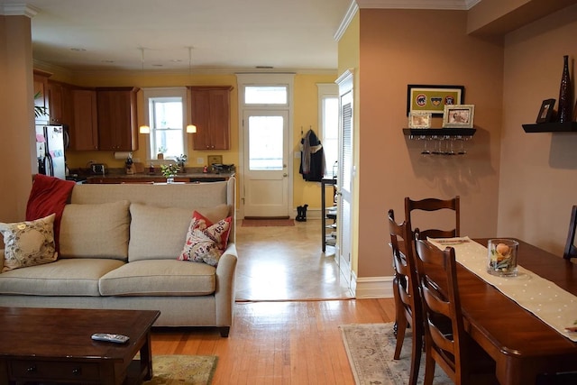 4623 N Beacon St Unit 3N, Chicago, IL 60640 - living area with ornamental molding and light wood finished floors