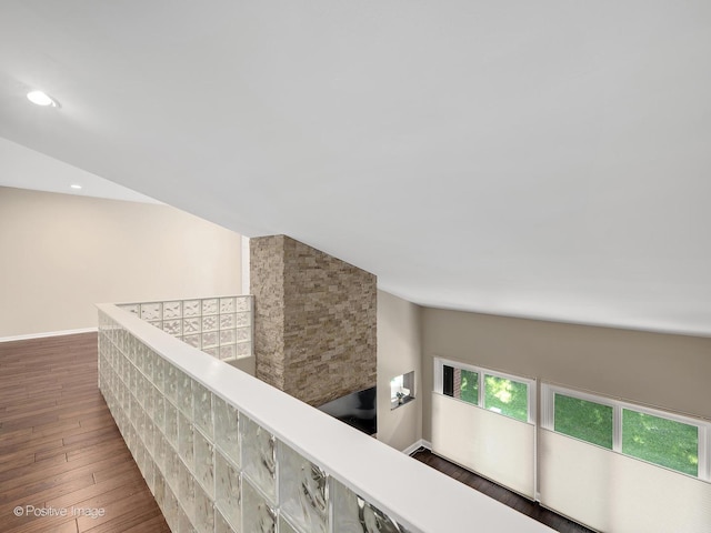 2S578 Patrick Henry Sq Unit 578, Oak Brook, IL 60523 - hall featuring wood finished floors, recessed lighting, and an upstairs landing