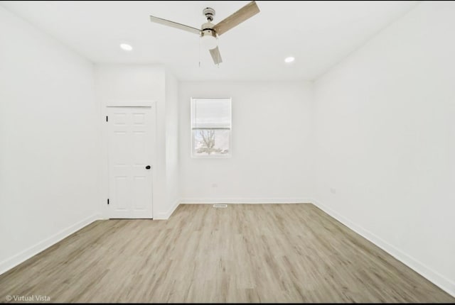 1216 Park Ave, Chicago Heights, IL 60411 - spare room with light wood finished floors, ceiling fan, and recessed lighting