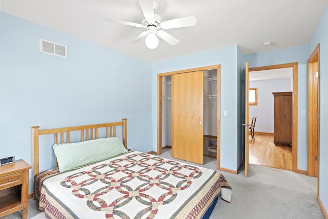712 S Finley Rd, Lombard, IL 60148 - bedroom featuring a closet, ceiling fan, and carpet
