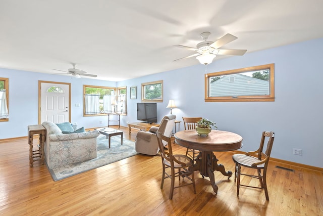 712 S Finley Rd, Lombard, IL 60148 - dining space featuring a ceiling fan and light wood-style flooring