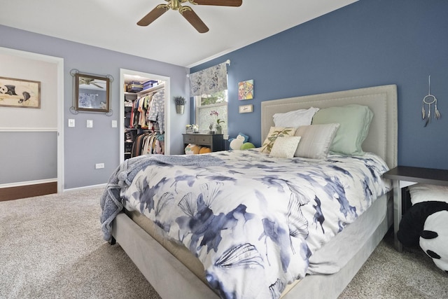 78 Holmes Way Unit W1, Schaumburg, IL 60193 - carpeted bedroom featuring a walk in closet, a closet, and ceiling fan