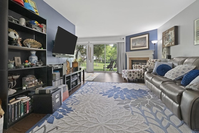 78 Holmes Way Unit W1, Schaumburg, IL 60193 - living area with wood finished floors and a fireplace