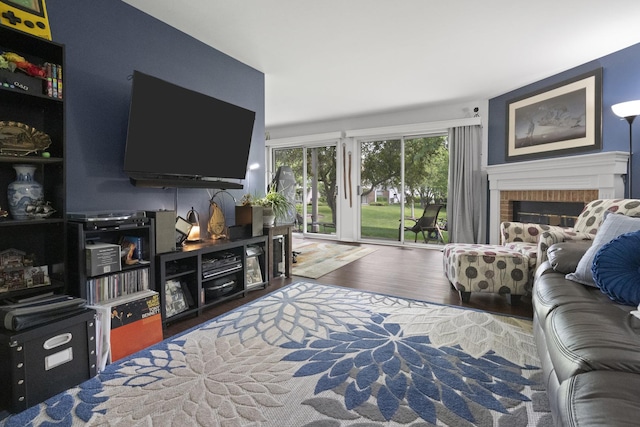 78 Holmes Way Unit W1, Schaumburg, IL 60193 - living room featuring wood finished floors and a brick fireplace