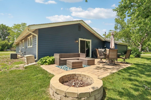 16301 Sherwood Dr, Orland Park, IL 60462 - back of property with a patio, a yard, and an outdoor living space with a fire pit