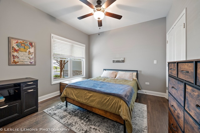 565 Sudbury Cir Unit 0, Oswego, IL 60543 - bedroom featuring dark wood-style flooring and ceiling fan