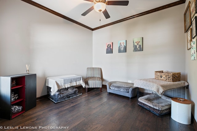 565 Sudbury Cir Unit 0, Oswego, IL 60543 - bedroom with crown molding, wood finished floors, and a ceiling fan