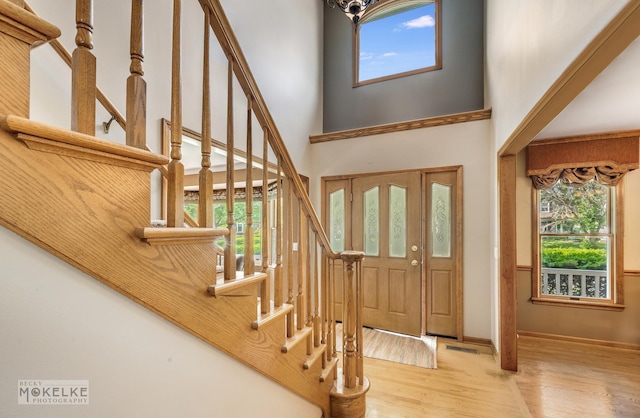 3624 Eliot Ln, Naperville, IL 60564 - foyer with plenty of natural light, wood finished floors, a high ceiling, and stairway
