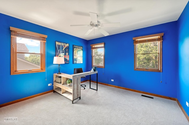 3624 Eliot Ln, Naperville, IL 60564 - carpeted office space featuring baseboards and a ceiling fan