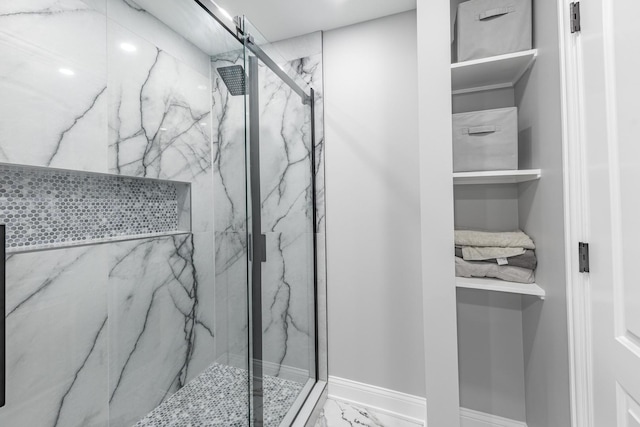 9712 W Shore Dr, Oak Lawn, IL 60453 - bathroom with marble finish flooring and a marble finish shower