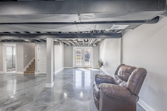 9712 W Shore Dr, Oak Lawn, IL 60453 - basement with stairway and french doors