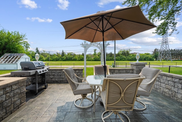 11 E Appletree Ln, Arlington Heights, IL 60004 - view of patio / terrace featuring outdoor dining area, a grill, and a storage unit