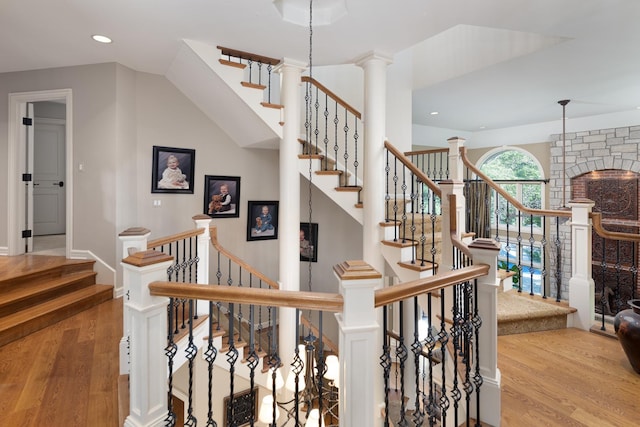 1091 Johnson Dr, Naperville, IL 60540 - stairs featuring wood finished floors and recessed lighting