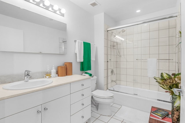8 E Randolph St Unit 1401, Chicago, IL 60601 - full bath with vanity, tile patterned flooring, shower / bath combination with glass door, and recessed lighting