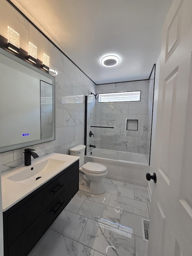 8620 S Normal Ave, Chicago, IL 60620 - full bathroom featuring vanity, bathtub / shower combination, and marble finish flooring