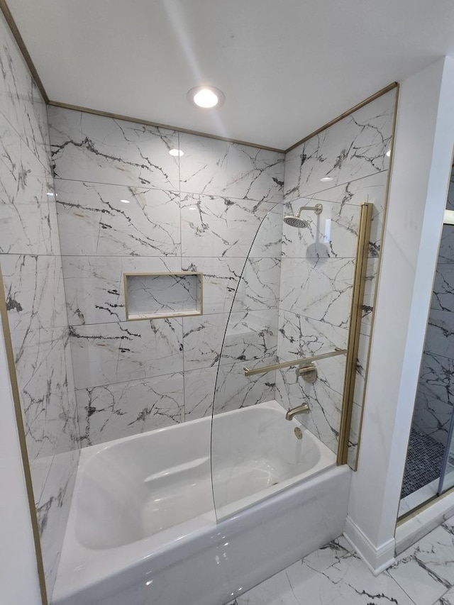 8620 S Normal Ave, Chicago, IL 60620 - full bathroom featuring marble finish floors, bathing tub / shower combination, and recessed lighting