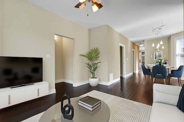 2732 W Belmont Ave, Chicago, IL 60618 - living room with wood finished floors and ceiling fan