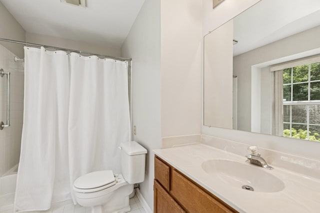 909 Ann Arbor Ln Unit A, Vernon Hills, IL 60061 - full bath with vanity, shower / tub combo with curtain, and tile patterned flooring