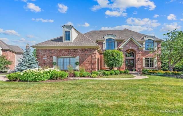 675 Oak Ln, South Elgin, IL 60177 - french country style house with a front yard and brick siding